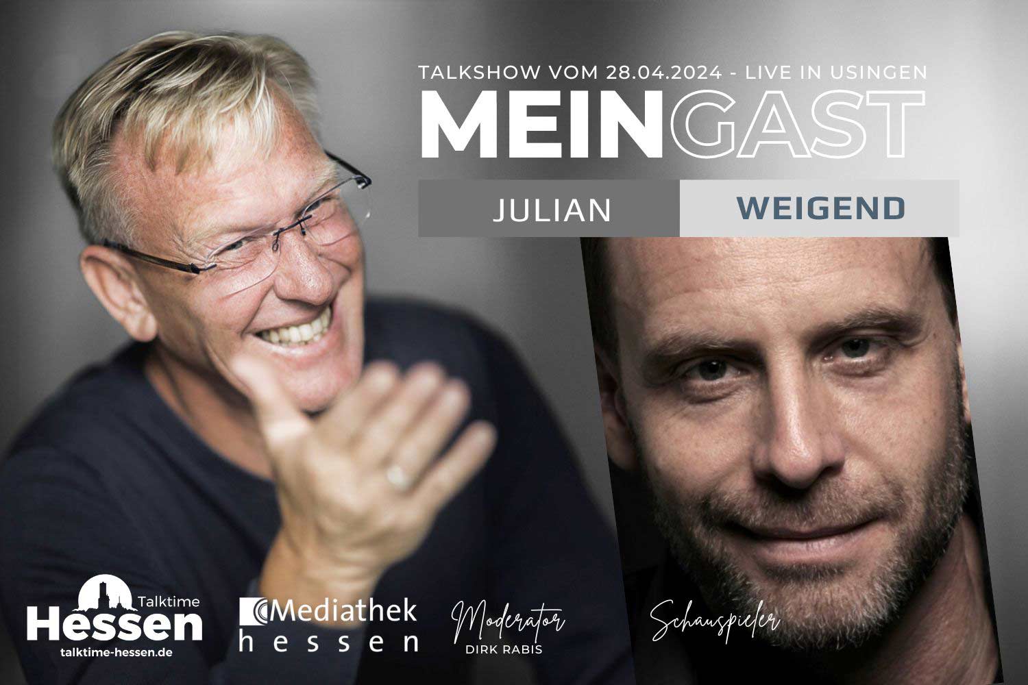Schauspieler Julian Weigend zu Gast bei Talktime Hessen Moderator Dirk-Rabis